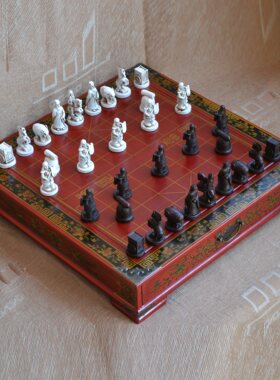 大号中国象棋兵马俑立体人物棋子仿古台式棋盘商务创意摆件礼品