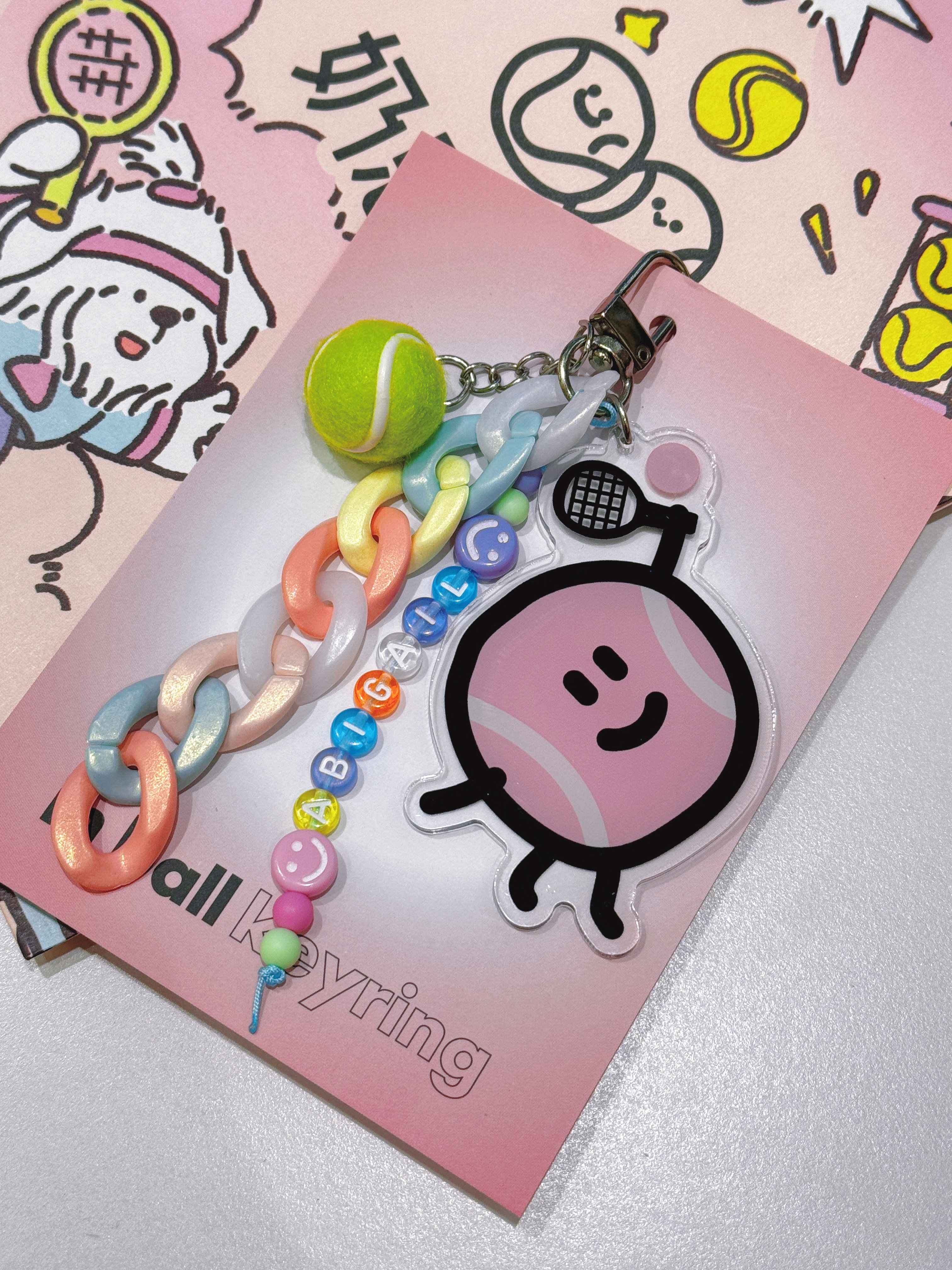 KOREAN DIY NAME CHAIN ENGLISH LETTERS EXCLUSIVE KEYCHAIN INBALL HANGING ACCESSORIES CUTE PERSONALITY