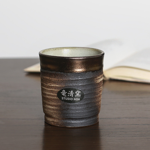 进口万古烧龙清窑复古粗陶金彩清酒杯水杯茶杯 小葵川町屋日本原装