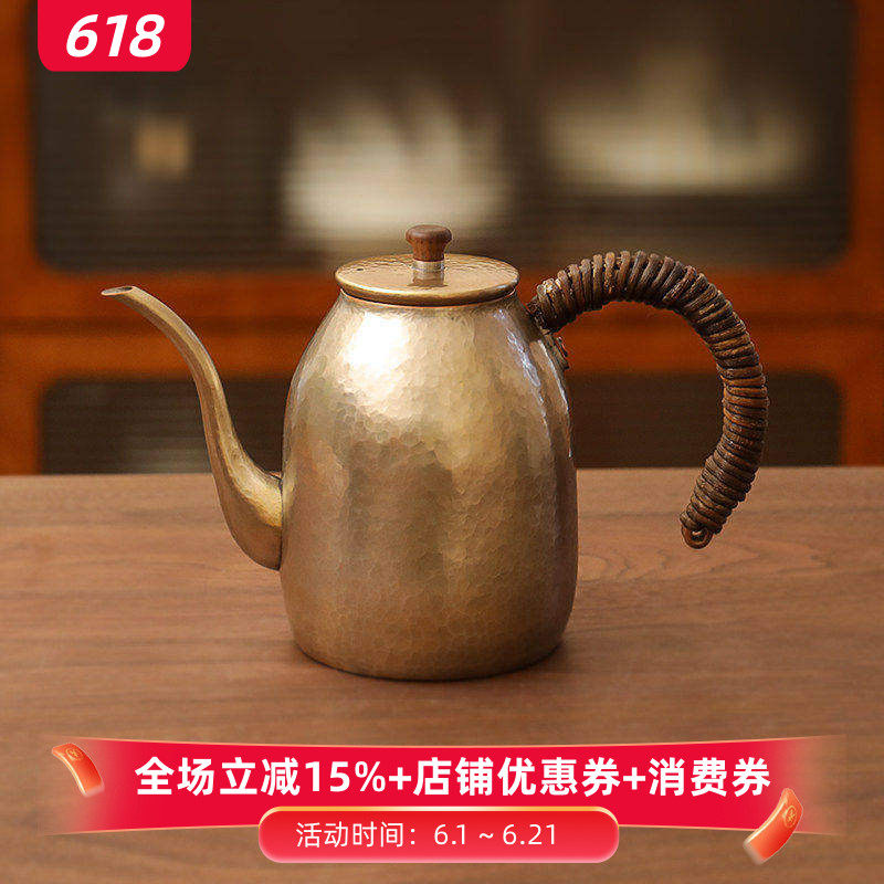 小葵川町屋 日本进口富贵堂手锤纹直火手冲壶锤起铜器咖啡手冲壶