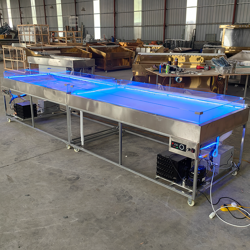 自助餐火锅烤肉卤味点菜柜定制摆摊三轮冷藏海鲜喷雾鱿鱼冰台面