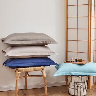 全棉枕套13372喷气40支纯棉纯色枕头套一对装48*74cm