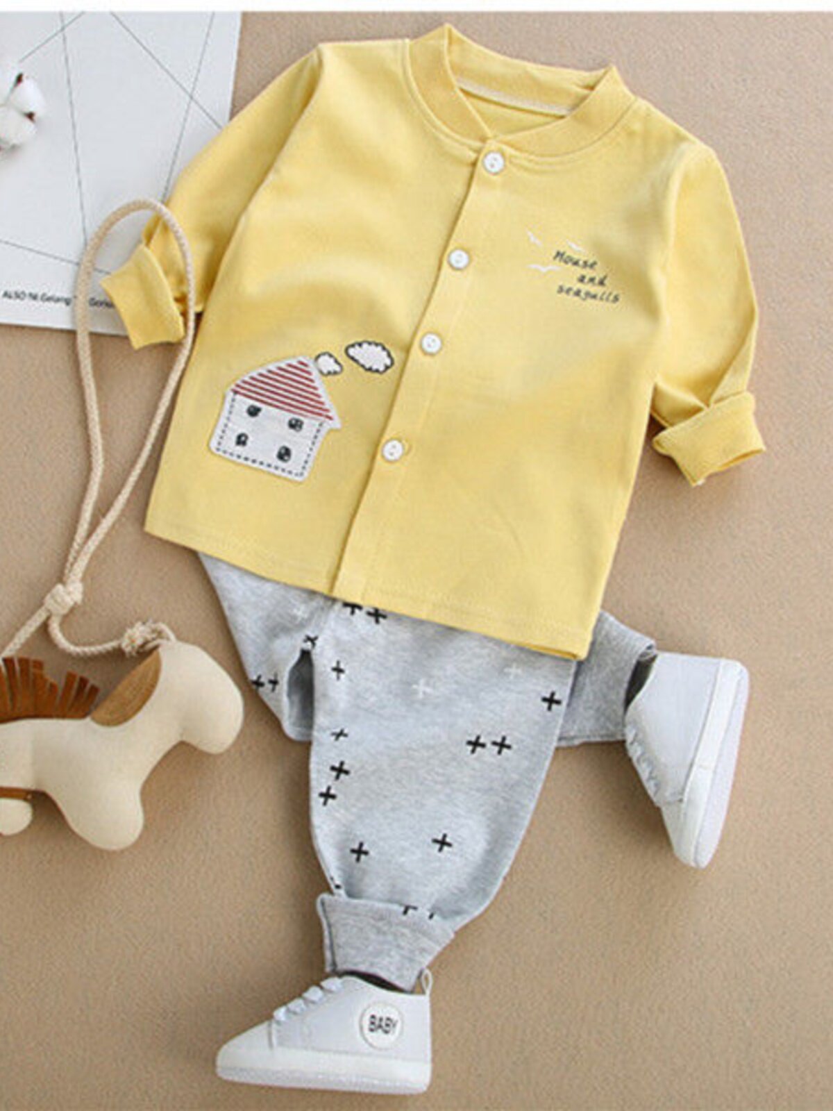 4-9 MONTHS OLD BABY CLOTHES SPRING BABY AUTUMN CLOTHES SET COTTON BABY UNDERWEAR CLASS A