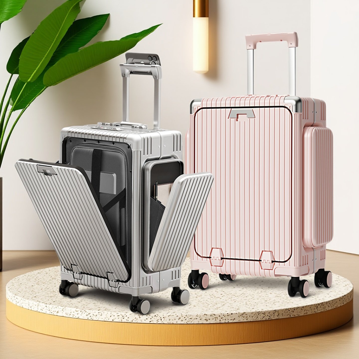 新款高端前开盖直角设计大容量行李箱万向轮拉杆箱兼容密码箱,箱包皮具/热销女包/男包,旅行箱,淘宝优惠券,粉丝福利购,淘宝优惠卷