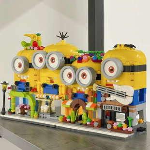2026新款小黄人街景儿童益智玩具摆件拼装积木模型男女孩生日礼物
