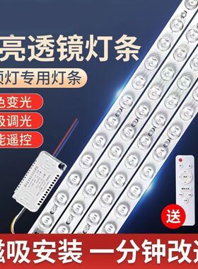 LED吸顶灯灯芯替换光源贴片三色变光免打孔磁吸安装卧室客厅灯芯