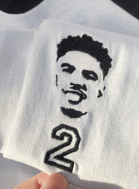 禧衫拉梅洛三球鲍尔LaMelo Ball刺绣短袖欧美高街水洗做旧纯棉