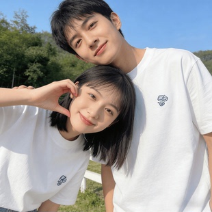 禧衫夏日冰块刺绣短袖T恤卡通情侣装夏季宽松上衣高级感穿搭