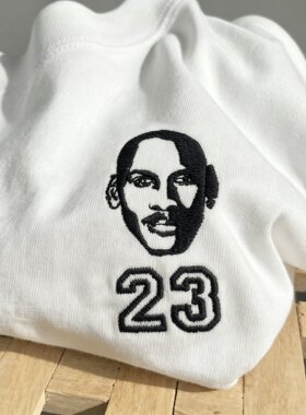 禧衫乔丹23号头像刺绣纯棉T恤