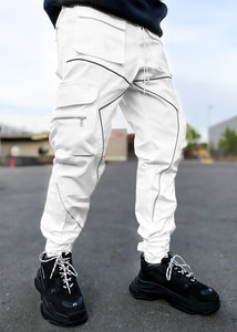 2021欧美纯色休闲卫裤多袋工装裤宽松直筒户外个性长裤束脚裤子男图片