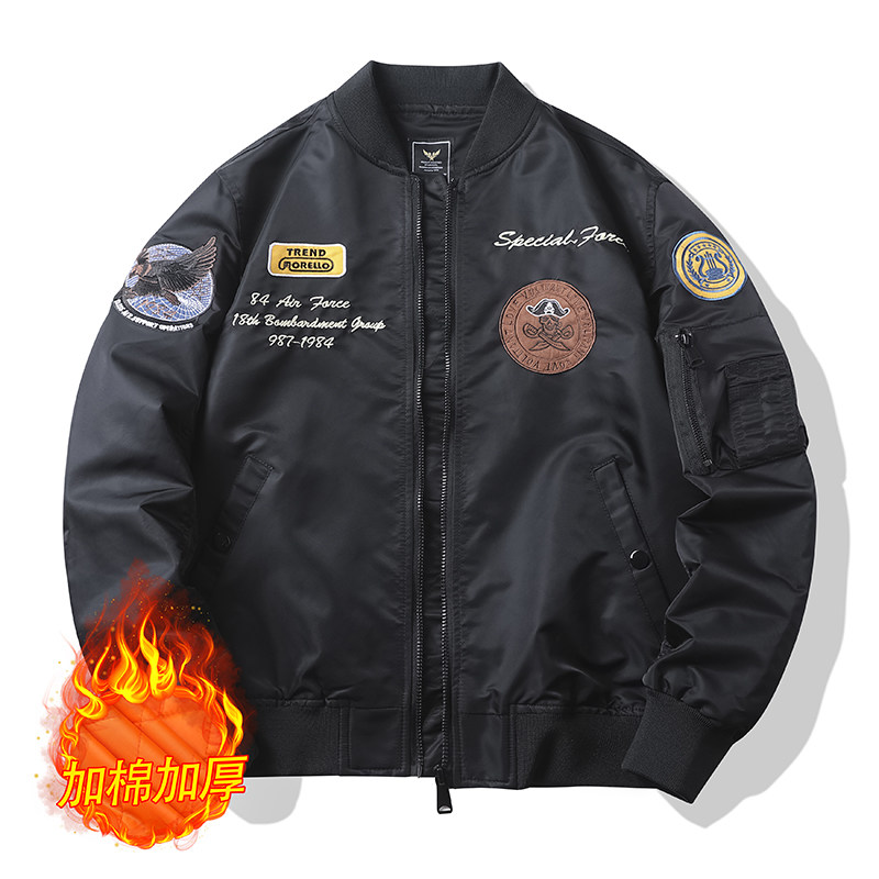 2025秋冬飞行夹克男春秋刺绣棒球服战术夹克JK218薄P115厚P130，男装夹克，星座四季星座1412
