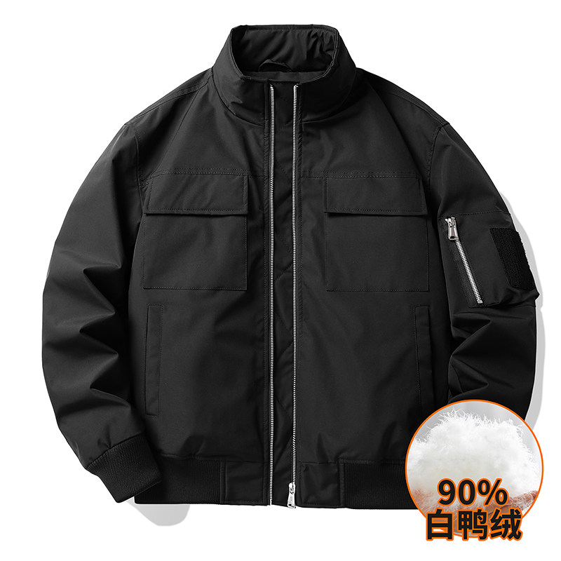 工装短款飞行夹克立领白鸭绒90%保暖外套YR57090-P285368，男装夹克，星座四季星座1412