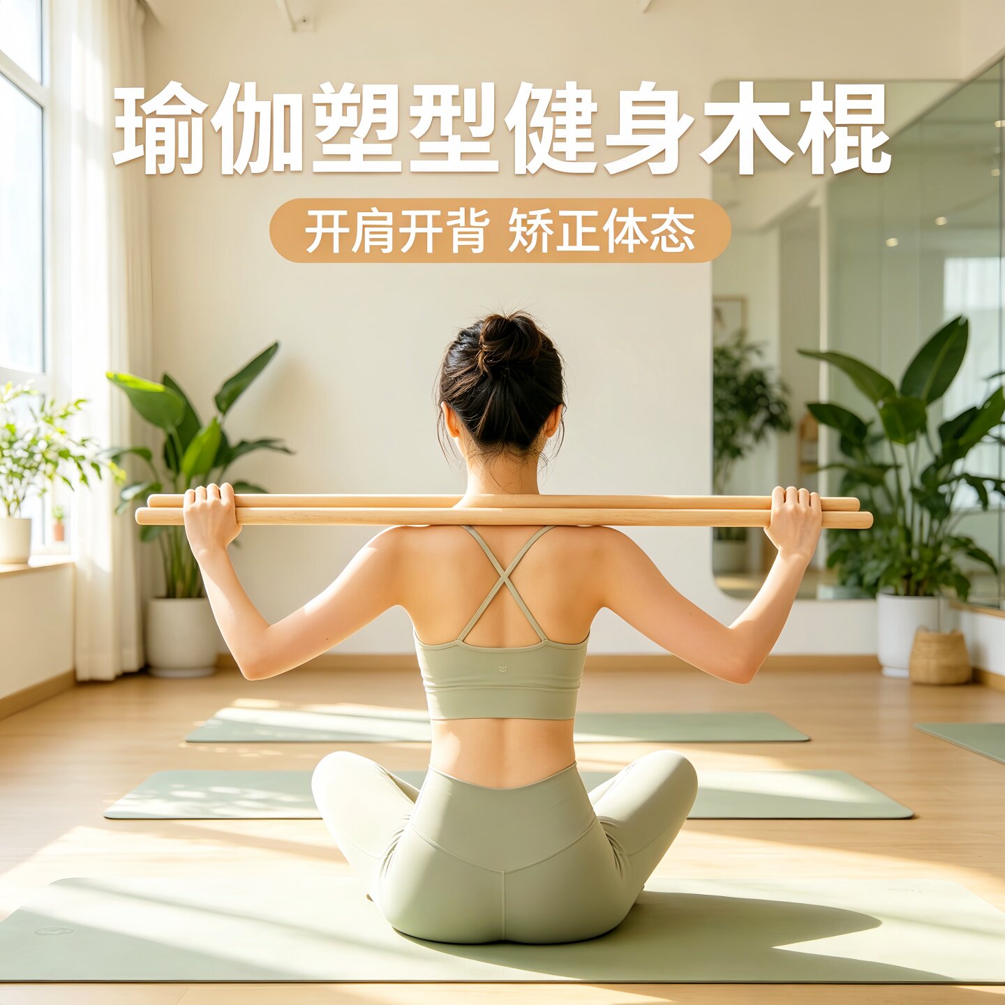 榉木健身开肩武术瑜伽棍
