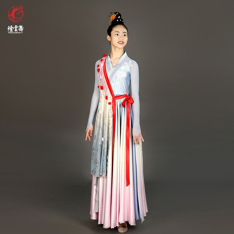 烟云舞舞蹈裙表演服女独舞艺考服少数民族训练服定制《桃花笺》