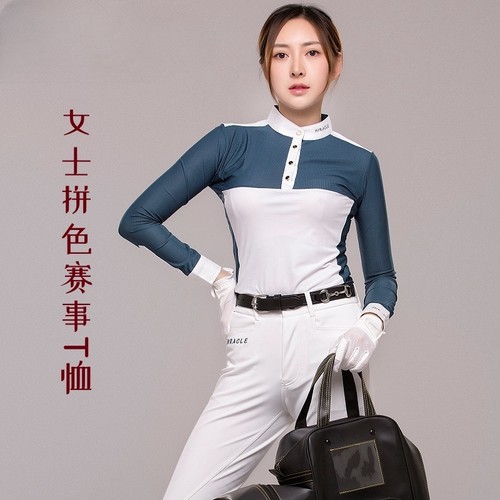 骑士骑马速干透气长袖T恤polo衫
