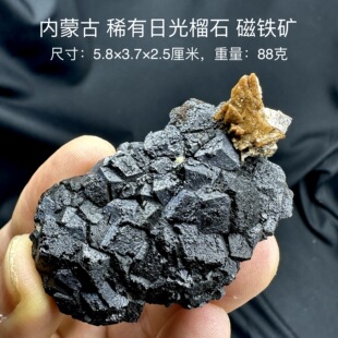 内蒙古稀有日光榴石磁铁矿 天然矿物晶体标本矿石原石收藏摆件d38