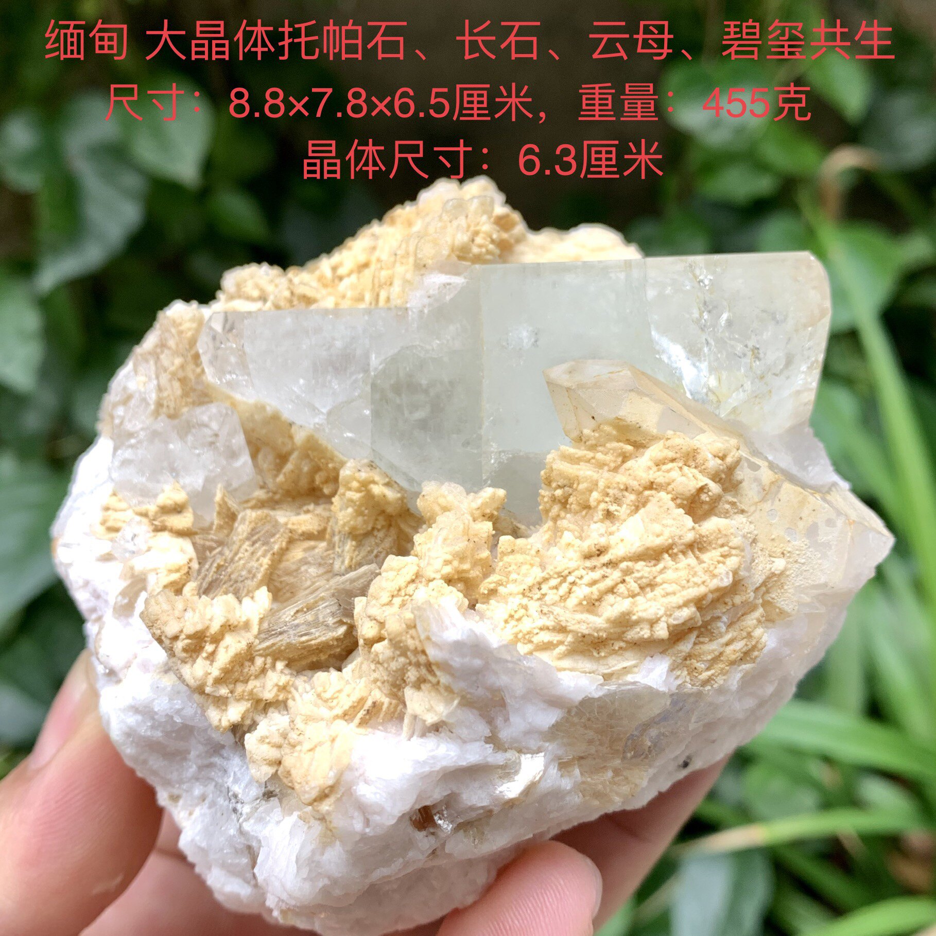 缅甸大晶体托帕石长石云母碧玺黄玉天然矿物晶体标本原矿石摆件xy
