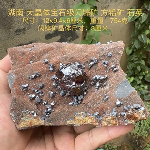 湖南大晶体宝石级闪锌矿方铅矿石英 天然矿物晶体标本矿石摆件d10