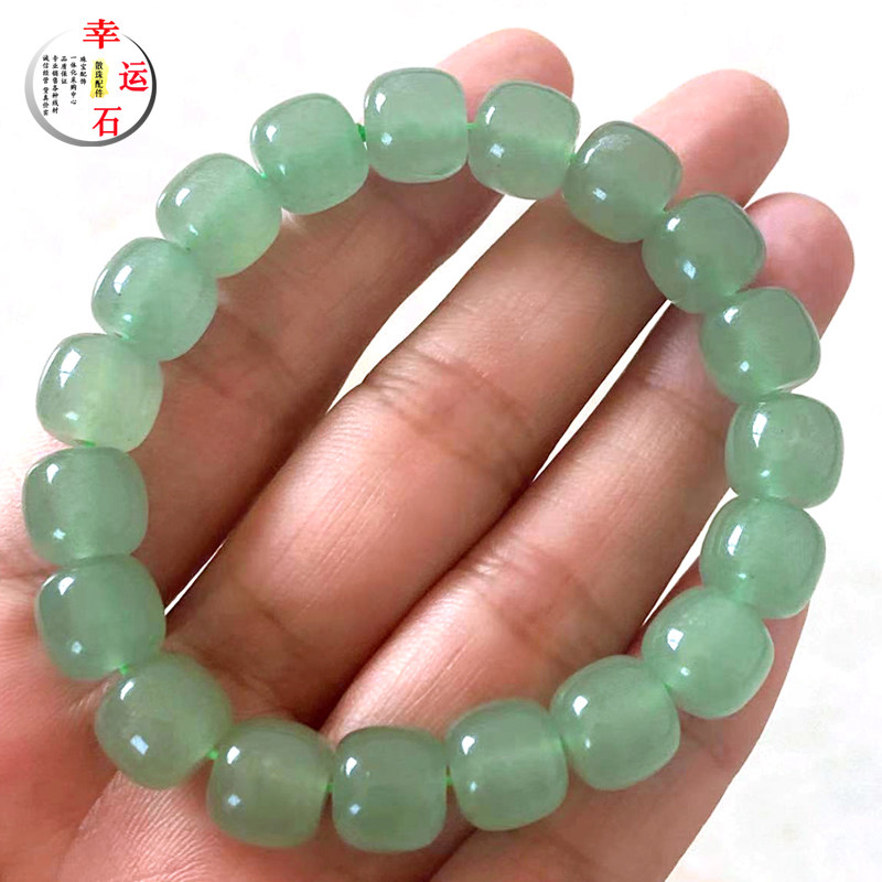 天然绿东陵手串老型珠手链