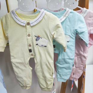 安宝儿婴儿衣服秋冬新生儿宝宝连体衣夹棉保暖纯棉新生儿薄棉哈衣