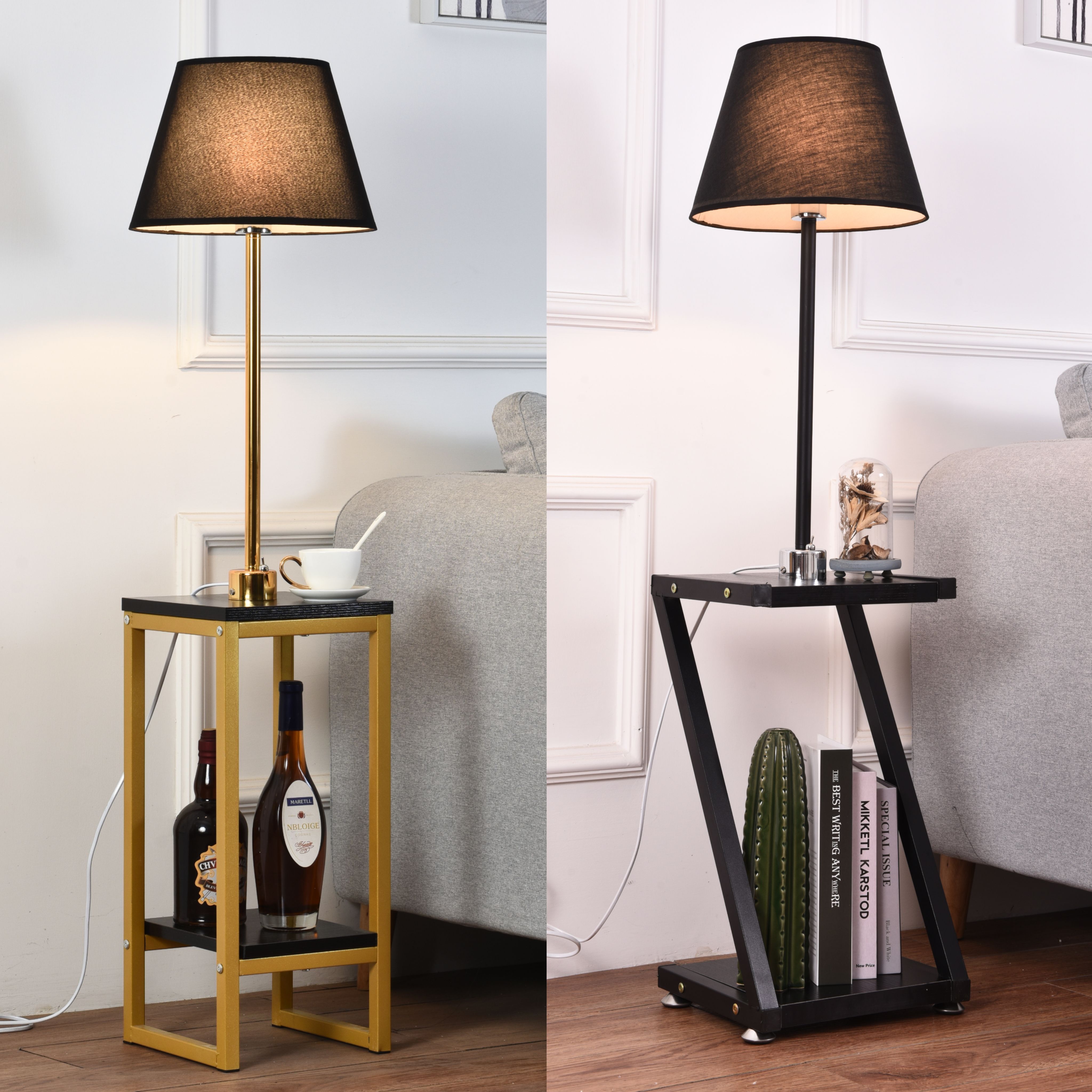 轻奢新中式置物落地灯一体客厅沙发旁边床头卧室茶几现代高档实用