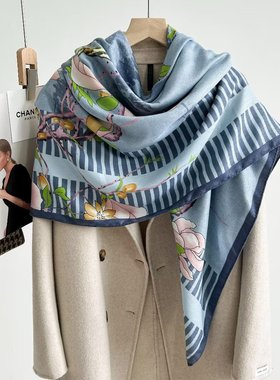 知性雅致风！自留丝毛围巾女春秋手工卷边多功能大方巾披肩