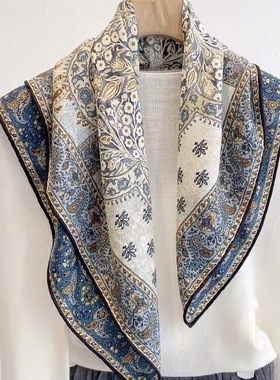 雅致古典氛围感！70*70轻奢丝毛围巾女春秋多功能方巾装饰领巾