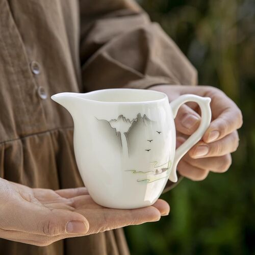 羊脂玉瓷茶海分茶器配件匀