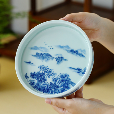 青花釉下彩茶承壶缠枝莲