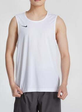 Nike耐克正品夏季男新款运动训练透气背心白色无袖T恤DV9814-100