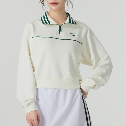 阿迪达斯Adidas三叶草女子半拉链立领运动休闲套头卫衣 JM8014