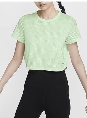 耐克DRI-FIT女子新速干短袖上衣夏网眼布透气短款T恤FN4118-376