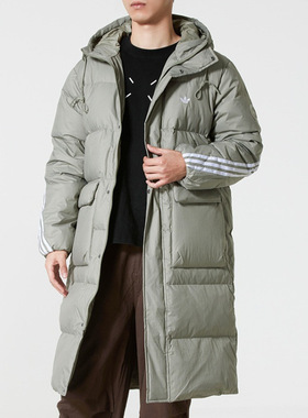 阿迪达斯三叶草男女长款暖芯科技鸭绒羽绒服 KC2564 2566 KF3698
