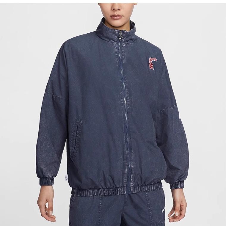 NIKE耐克正品宽松立领女士复古运动开衫夹克外套HF6287-449
