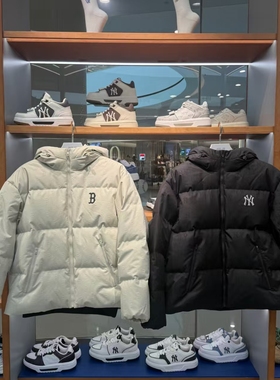 MLB正品25冬时尚复古满印老花男女连帽保暖羽绒服外套3ADJM0856