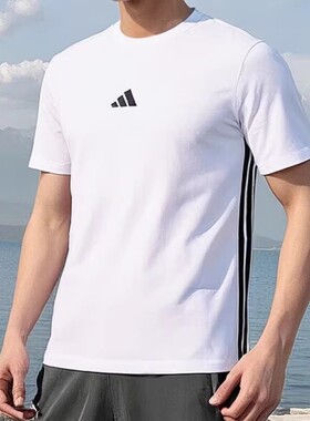 阿迪达斯休闲纯棉上衣短袖T恤男装新款轻运动JY8563 JY8564