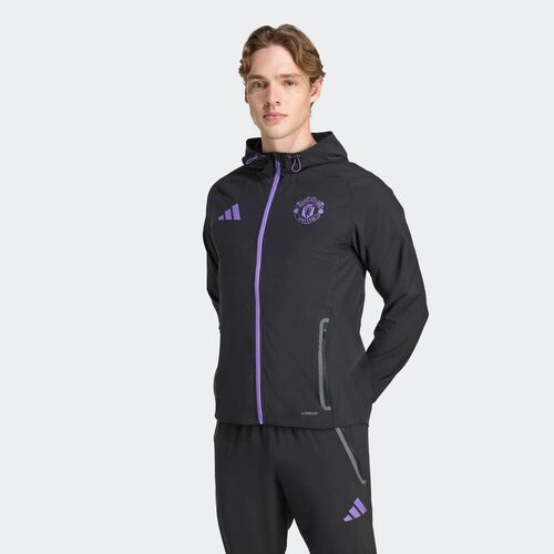 阿迪达斯25冬款男子足球运动训练休闲连帽夹克外套JV5351 JZ5556