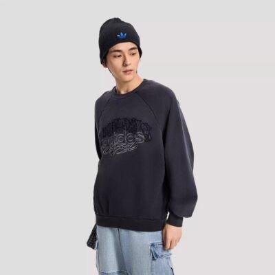 阿迪达斯三叶草男子26春款美式复古三条杠渐变套头衫卫衣KR5047