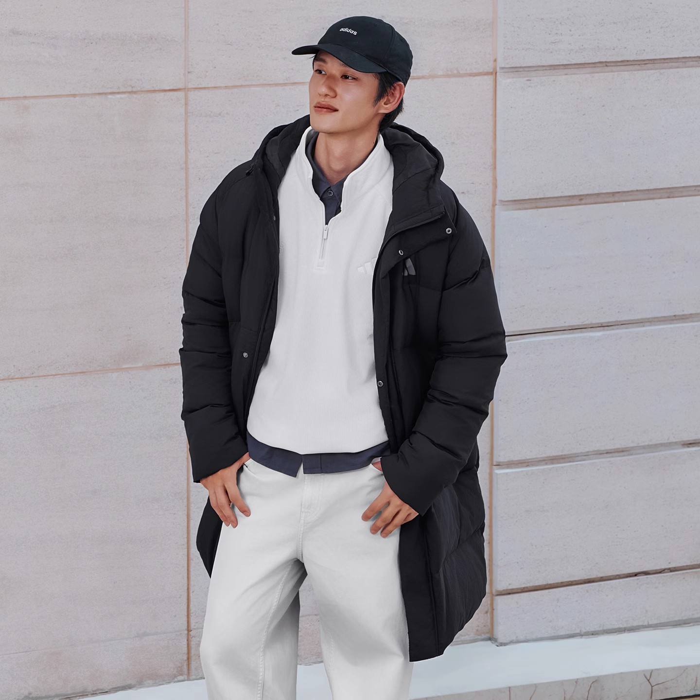 阿迪达斯羽绒服男女款25冬季保暖长款鸭绒连帽羽绒服外套 KQ5514