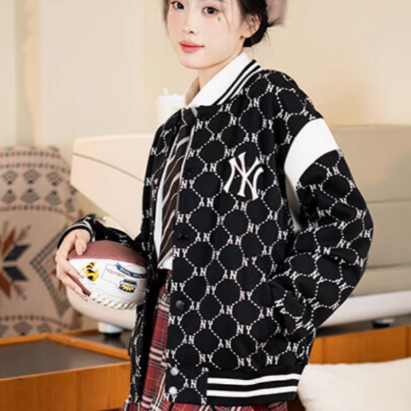 MLB/正品25春新款男女时尚复古老花立领运动棒球服夹克3AJPM0641