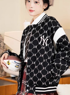 MLB/正品25春新款男女时尚复古老花立领运动棒球服夹克3AJPM0641