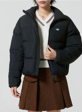 阿迪达斯三叶草女子25新款拼接运动羽绒服夹克外套KC2659 KC2660