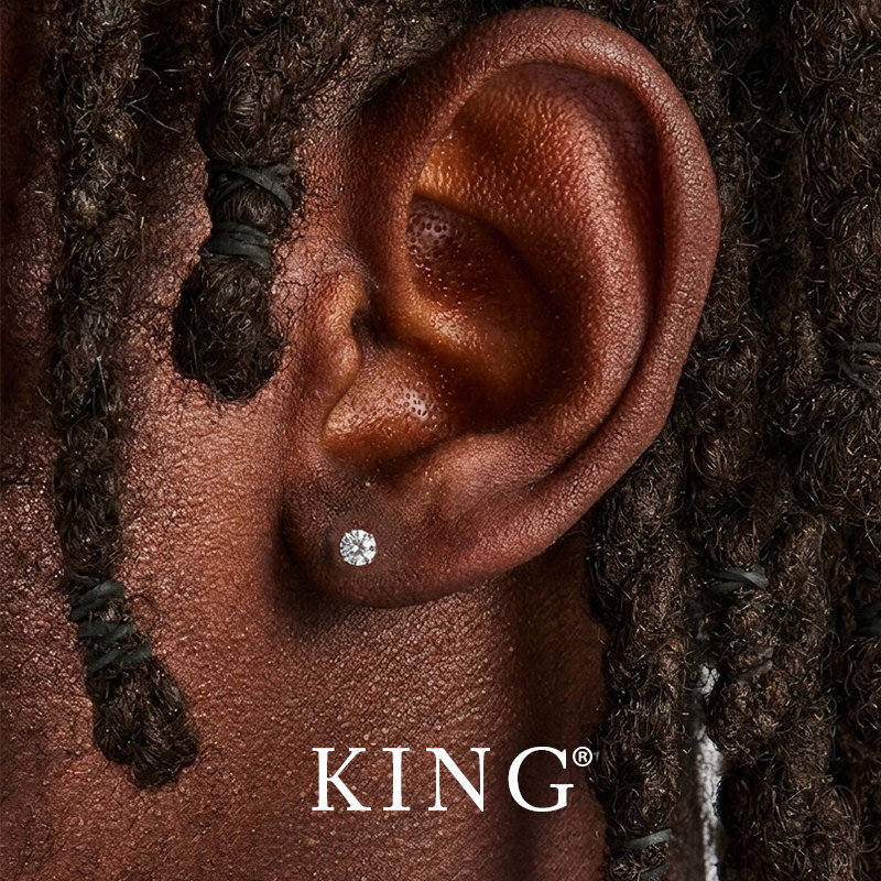 KING官方钻石耳钉S999纯银男女锆石精致小巧养耳洞防过敏小钻耳饰