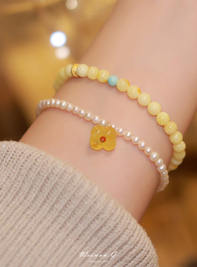 爱如蜜 天然淡水珍珠手链女桂花叠戴超细ins轻奢礼物送礼珍珠手串