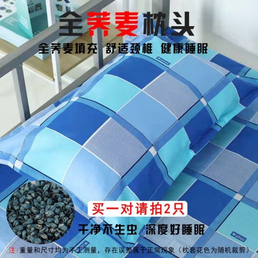 全荞麦枕头苦荞麦壳填充双层枕芯学生大人单人家用大号高枕硬枕头