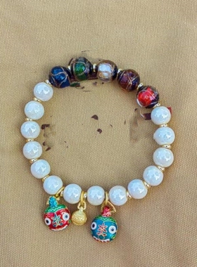 香灰琉璃瓷珠手串五色聚福男女款手链手持佛珠饰品礼物