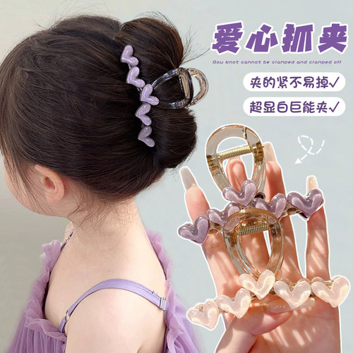 儿童抓夹女孩2026新款可爱后脑勺鲨鱼夹子大号发抓女童高级感头饰