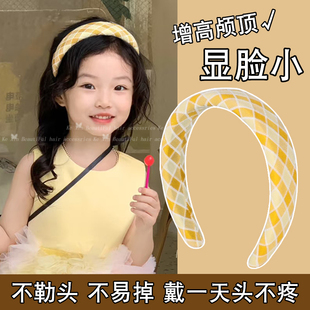 黄色奶油高颅顶儿童发箍多巴胺女童宽边洗脸头箍2025新款女孩发饰