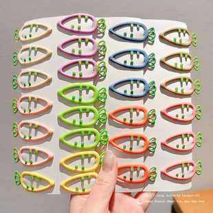 儿童糖果色胡萝卜镂空碎发BB夹女孩刘海一字边夹女童后脑可爱发饰