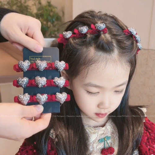 儿童植绒编发发夹侧边刘海碎发整理神器女孩鸭嘴发卡女童夹子头饰